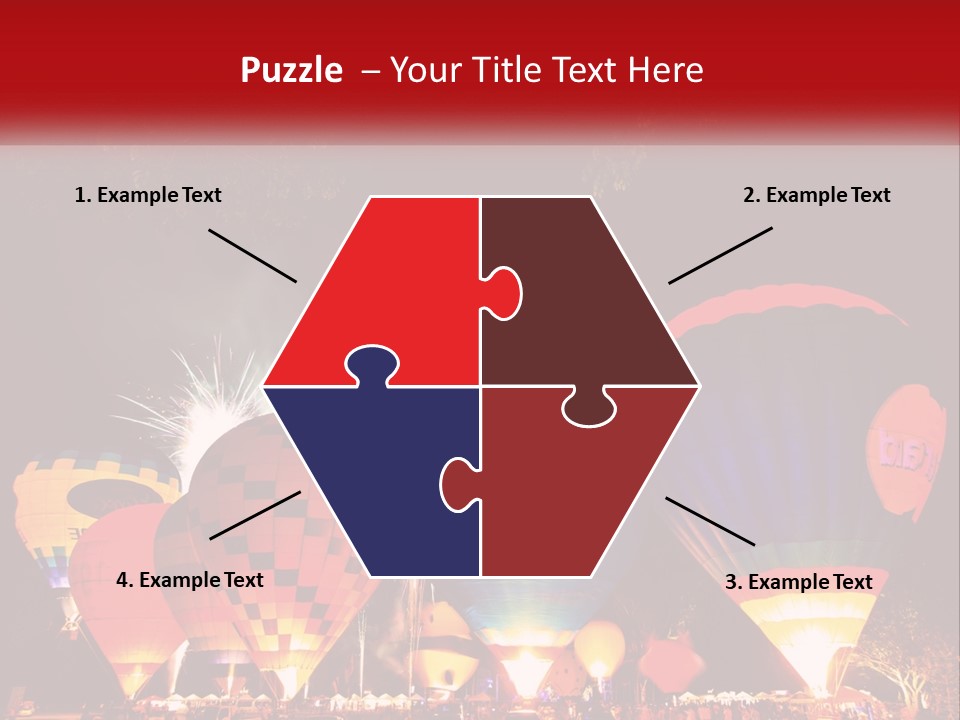 A Group Of Hot Air Balloons With Fireworks In The Background PowerPoint Template