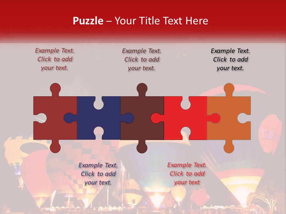 A Group Of Hot Air Balloons With Fireworks In The Background PowerPoint Template