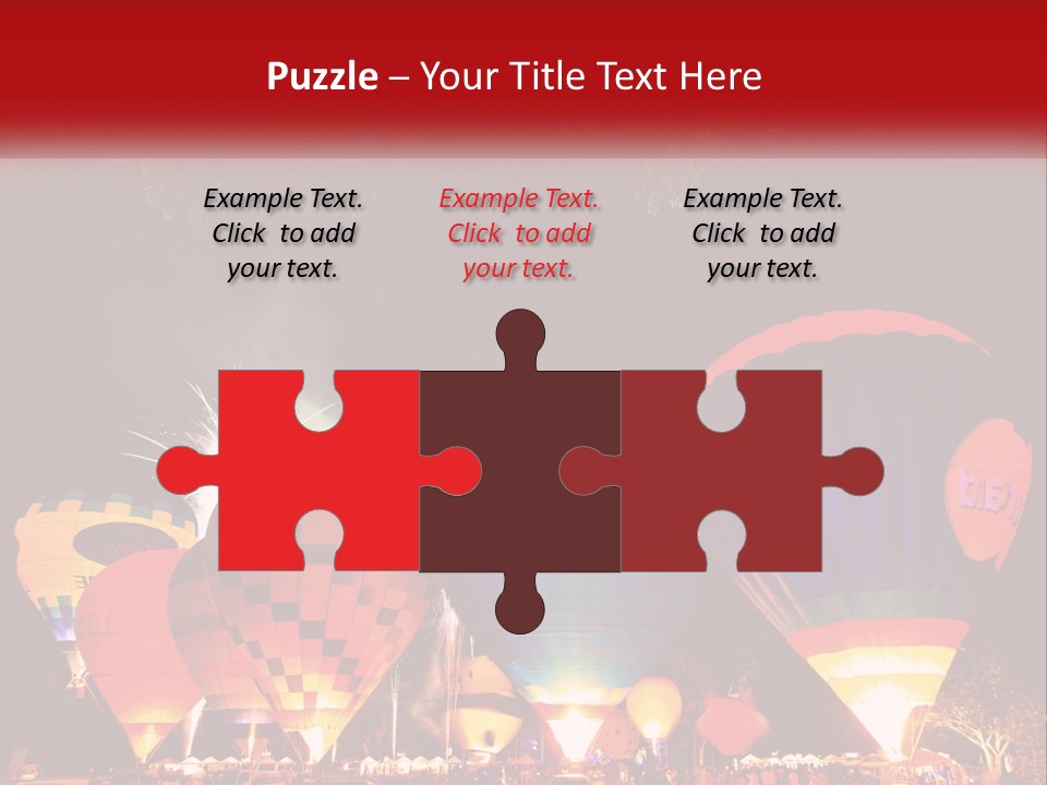 A Group Of Hot Air Balloons With Fireworks In The Background PowerPoint Template