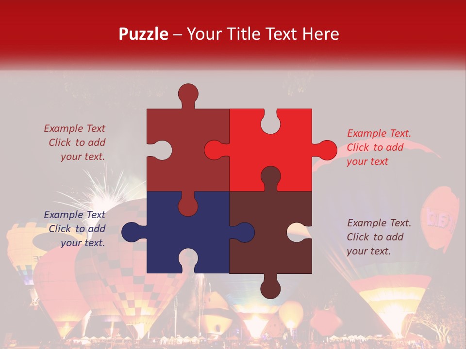 A Group Of Hot Air Balloons With Fireworks In The Background PowerPoint Template