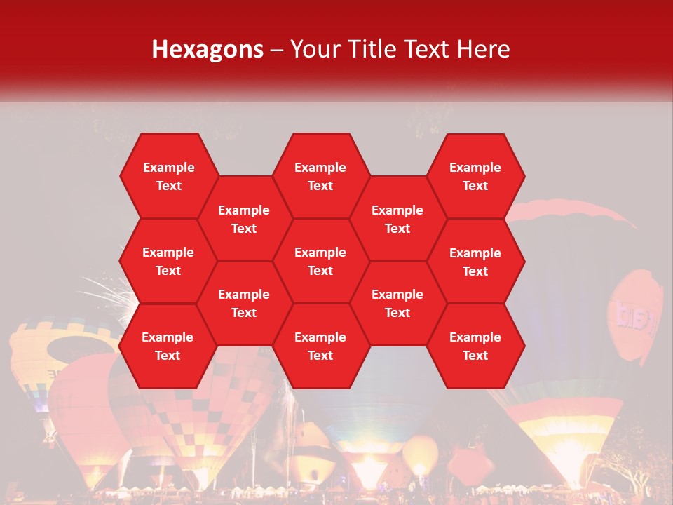 A Group Of Hot Air Balloons With Fireworks In The Background PowerPoint Template