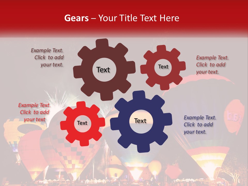 A Group Of Hot Air Balloons With Fireworks In The Background PowerPoint Template