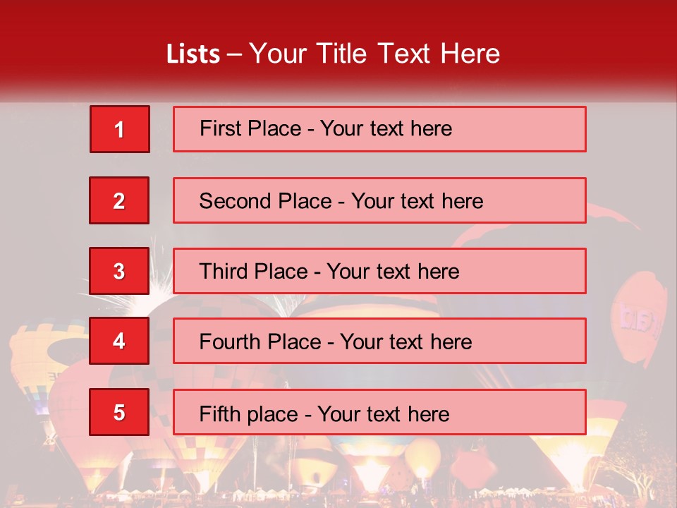 A Group Of Hot Air Balloons With Fireworks In The Background PowerPoint Template