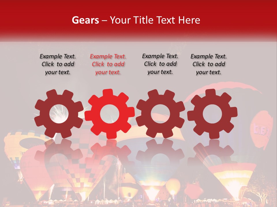 A Group Of Hot Air Balloons With Fireworks In The Background PowerPoint Template