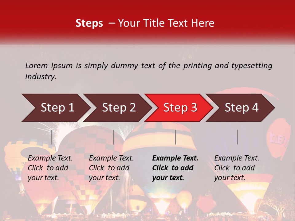 A Group Of Hot Air Balloons With Fireworks In The Background PowerPoint Template