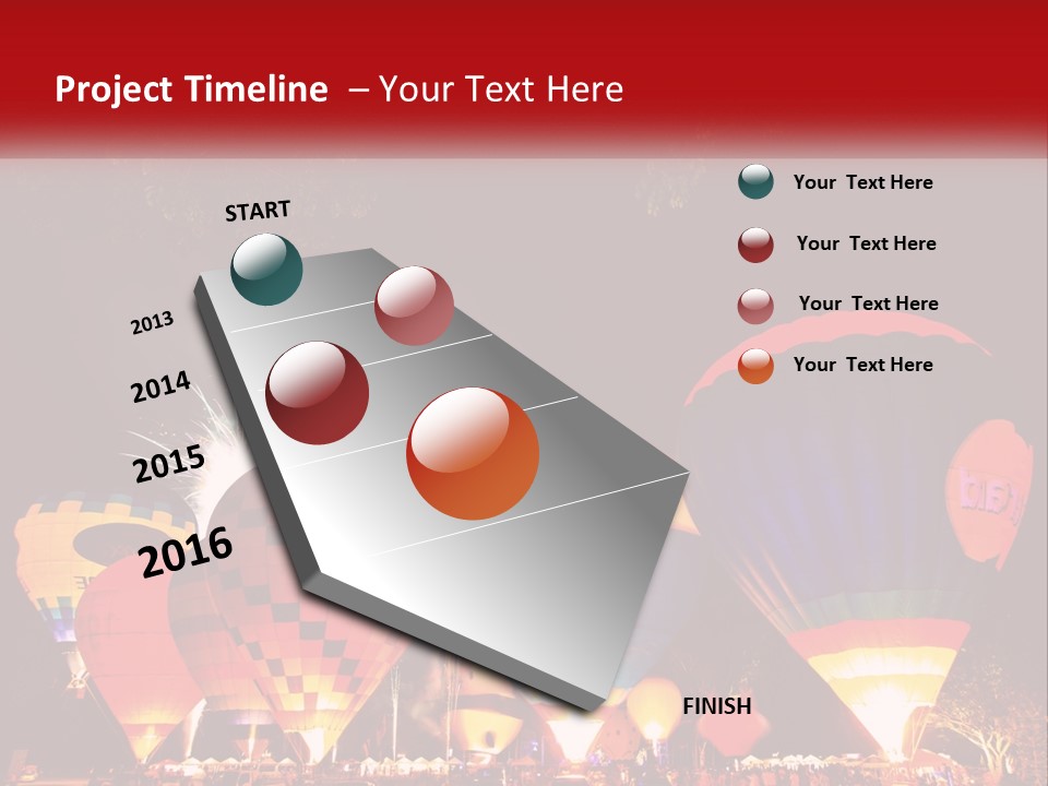 A Group Of Hot Air Balloons With Fireworks In The Background PowerPoint Template