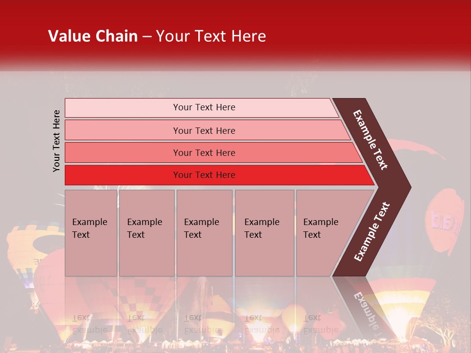 A Group Of Hot Air Balloons With Fireworks In The Background PowerPoint Template