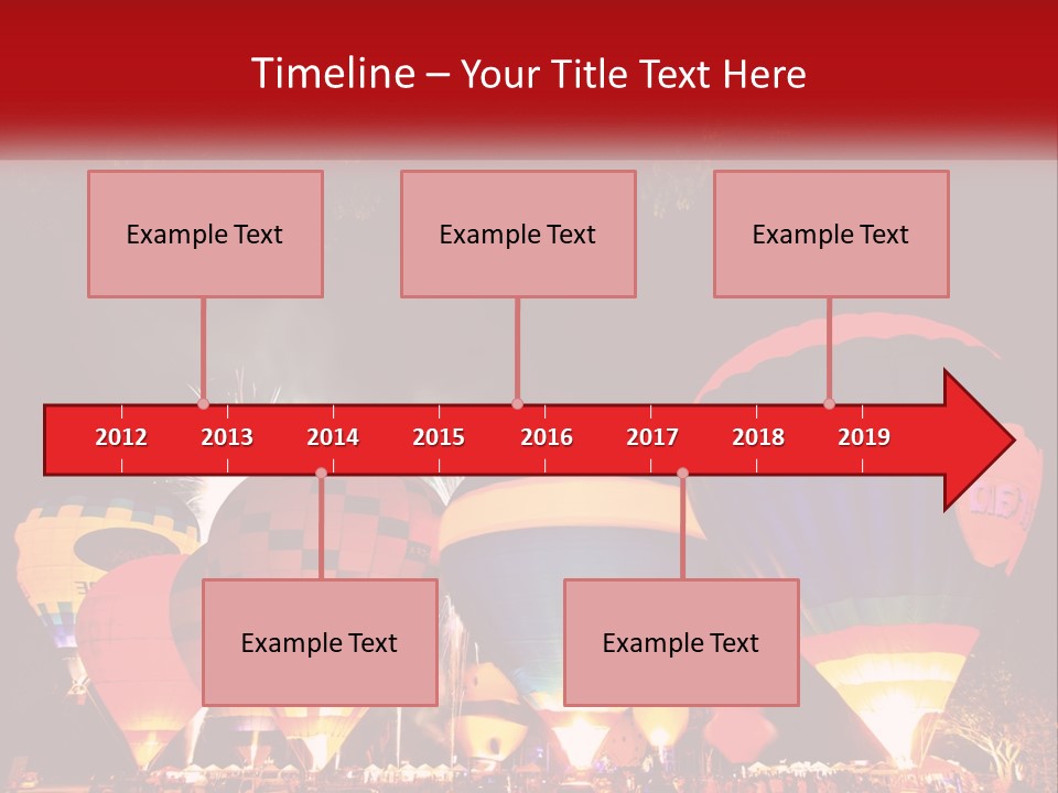 A Group Of Hot Air Balloons With Fireworks In The Background PowerPoint Template