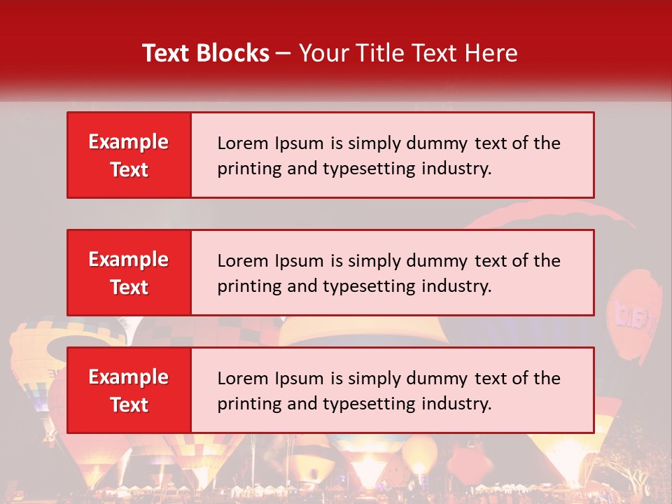 A Group Of Hot Air Balloons With Fireworks In The Background PowerPoint Template