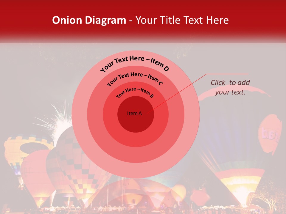 A Group Of Hot Air Balloons With Fireworks In The Background PowerPoint Template