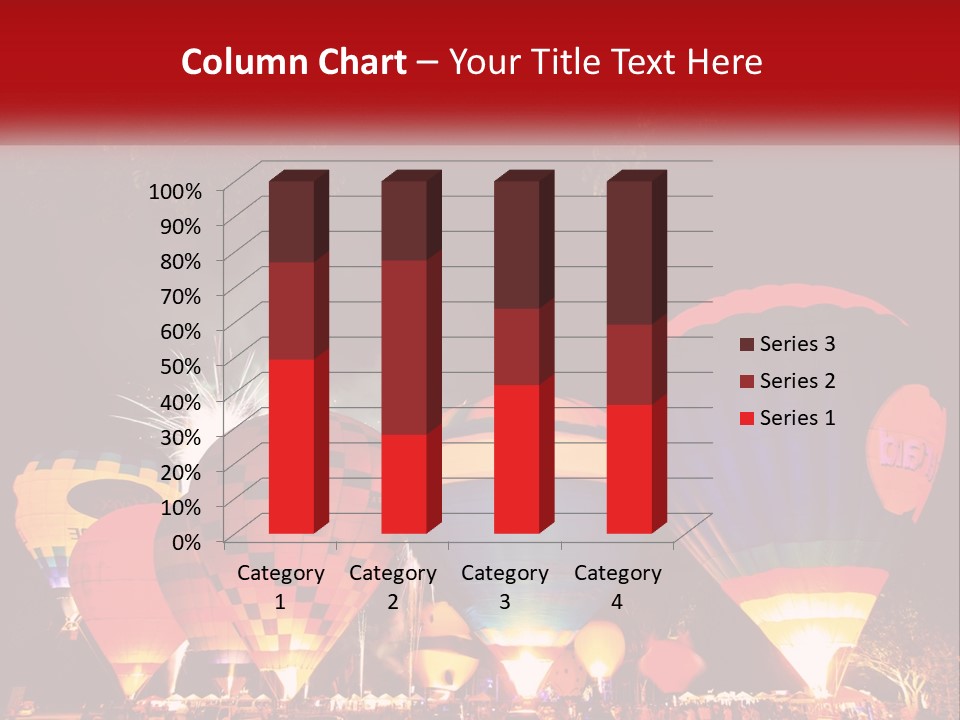 A Group Of Hot Air Balloons With Fireworks In The Background PowerPoint Template