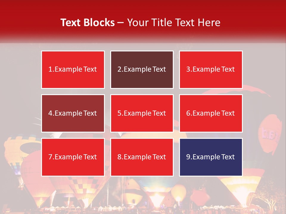 A Group Of Hot Air Balloons With Fireworks In The Background PowerPoint Template