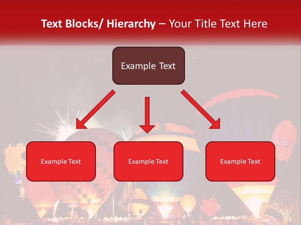 A Group Of Hot Air Balloons With Fireworks In The Background PowerPoint Template