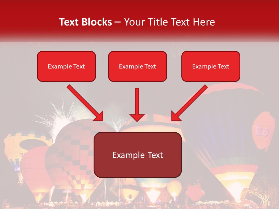 A Group Of Hot Air Balloons With Fireworks In The Background PowerPoint Template