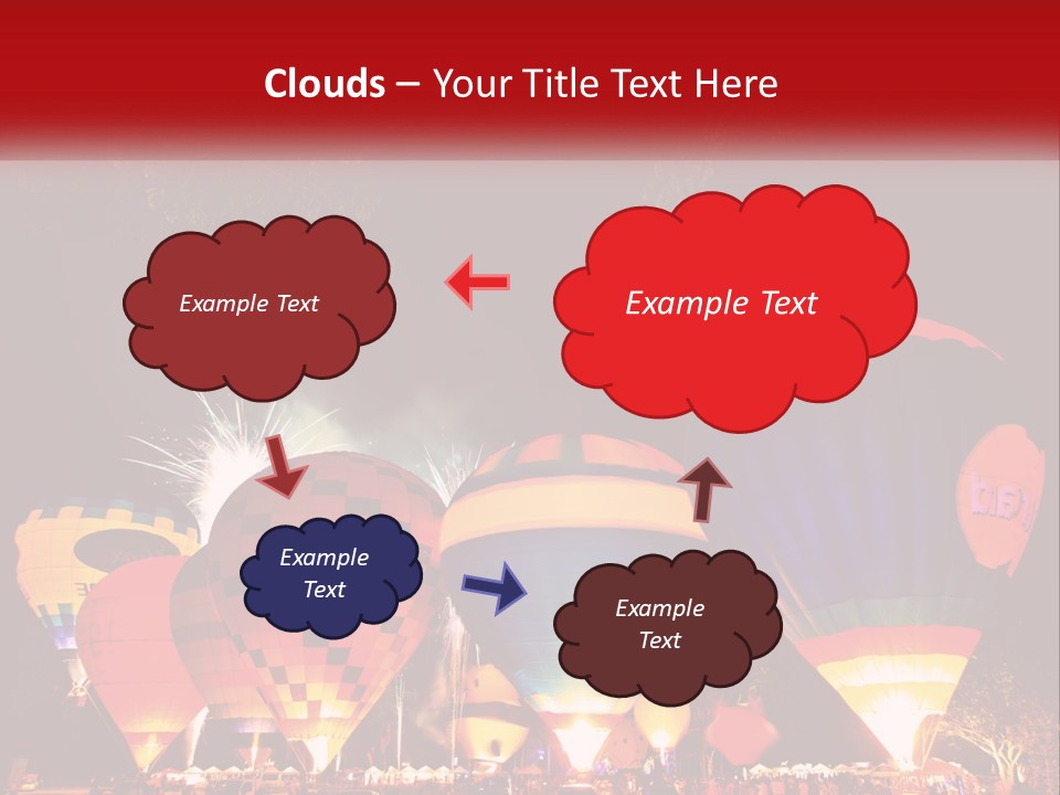 A Group Of Hot Air Balloons With Fireworks In The Background PowerPoint Template