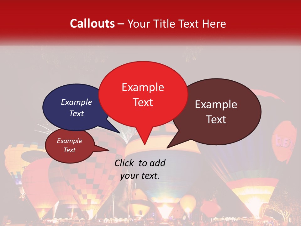 A Group Of Hot Air Balloons With Fireworks In The Background PowerPoint Template