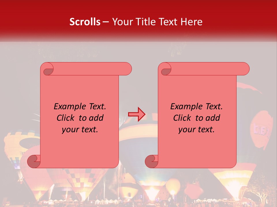 A Group Of Hot Air Balloons With Fireworks In The Background PowerPoint Template