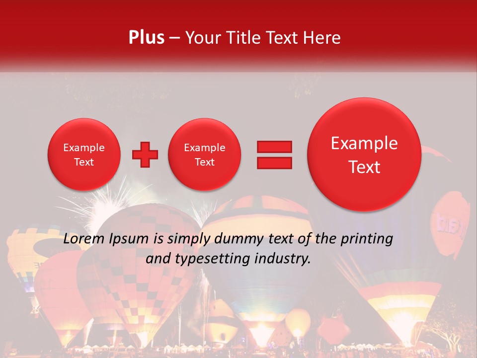 A Group Of Hot Air Balloons With Fireworks In The Background PowerPoint Template