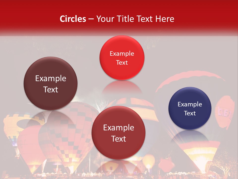 A Group Of Hot Air Balloons With Fireworks In The Background PowerPoint Template