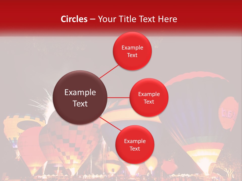 A Group Of Hot Air Balloons With Fireworks In The Background PowerPoint Template