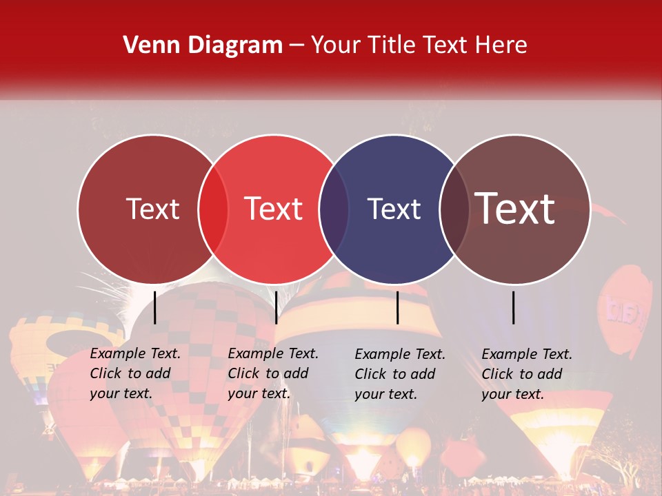 A Group Of Hot Air Balloons With Fireworks In The Background PowerPoint Template