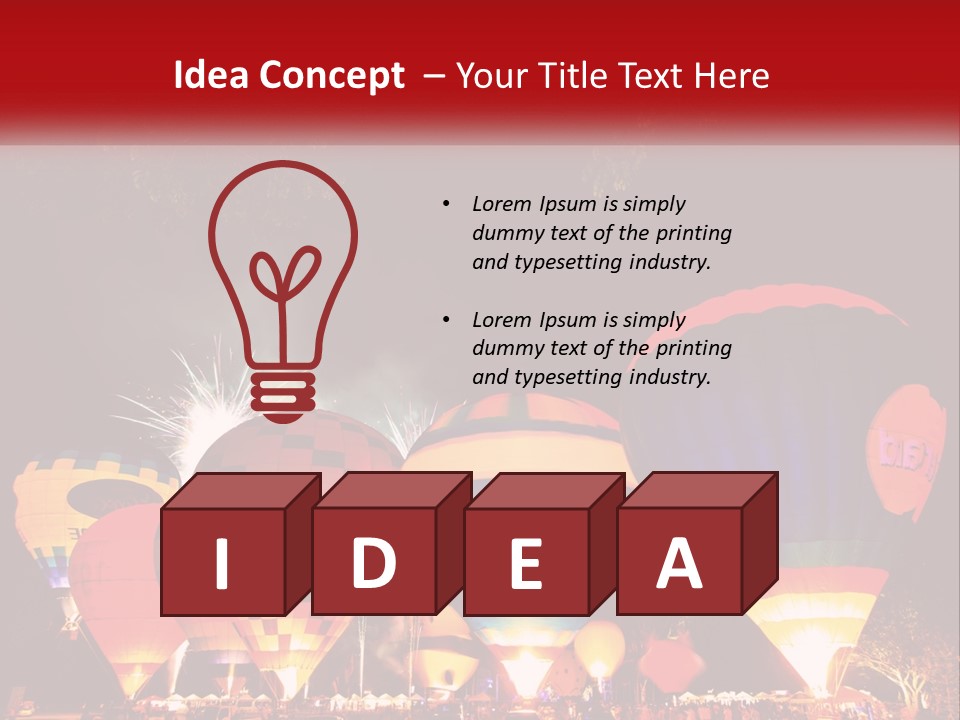 A Group Of Hot Air Balloons With Fireworks In The Background PowerPoint Template