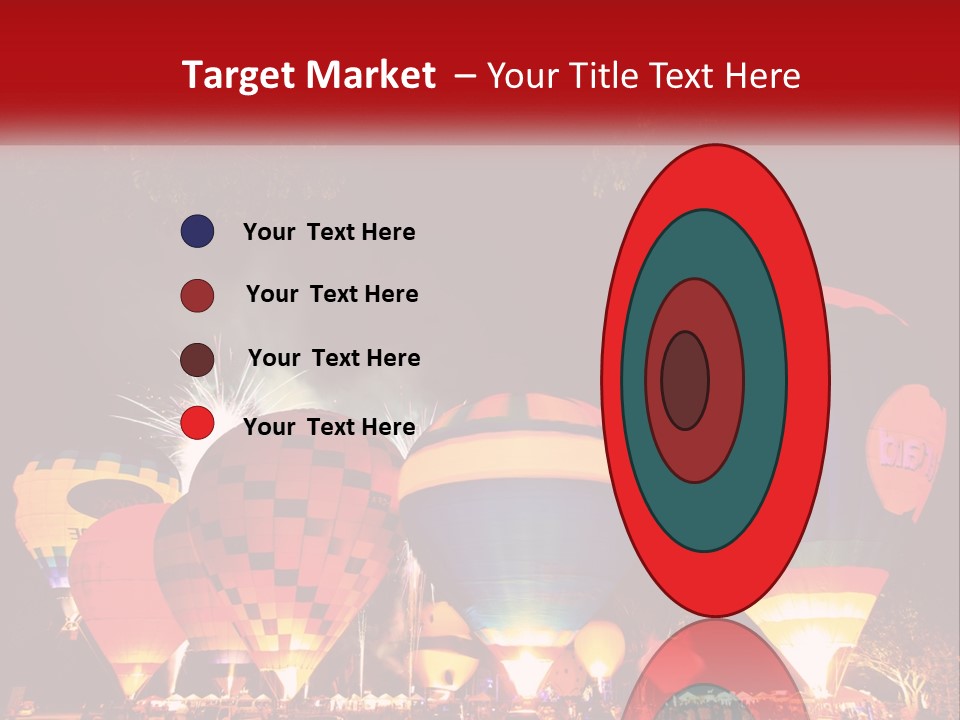 A Group Of Hot Air Balloons With Fireworks In The Background PowerPoint Template