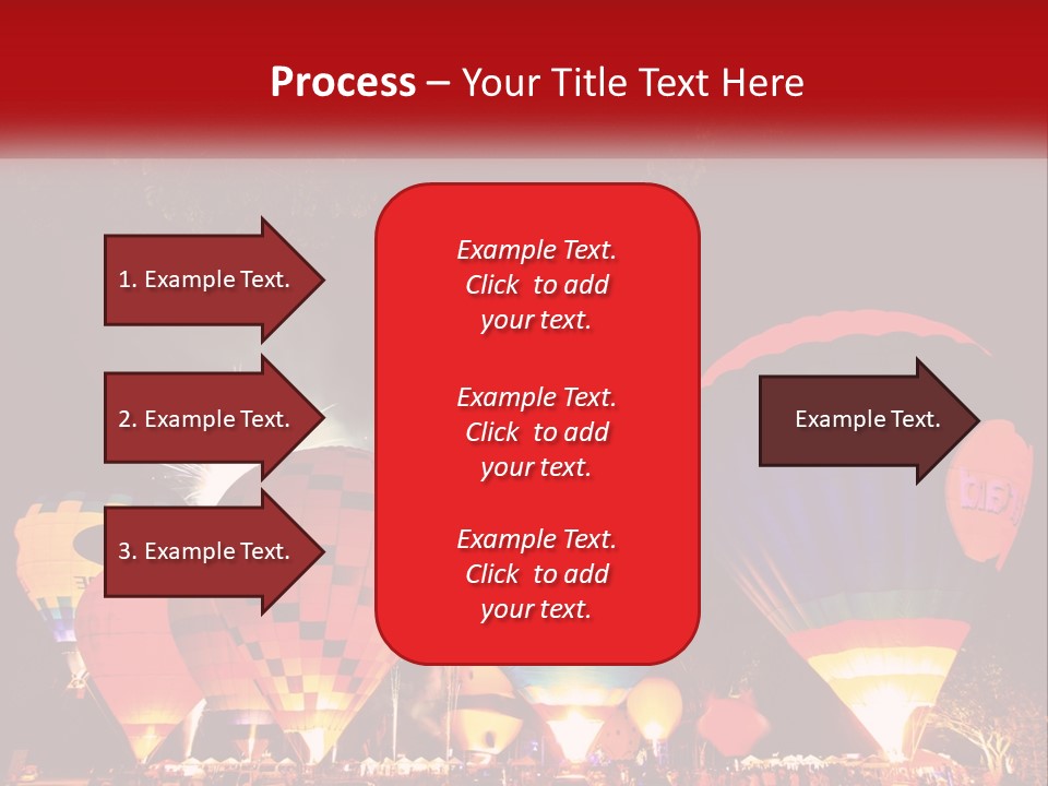 A Group Of Hot Air Balloons With Fireworks In The Background PowerPoint Template
