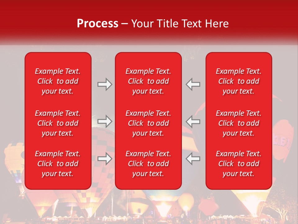 A Group Of Hot Air Balloons With Fireworks In The Background PowerPoint Template