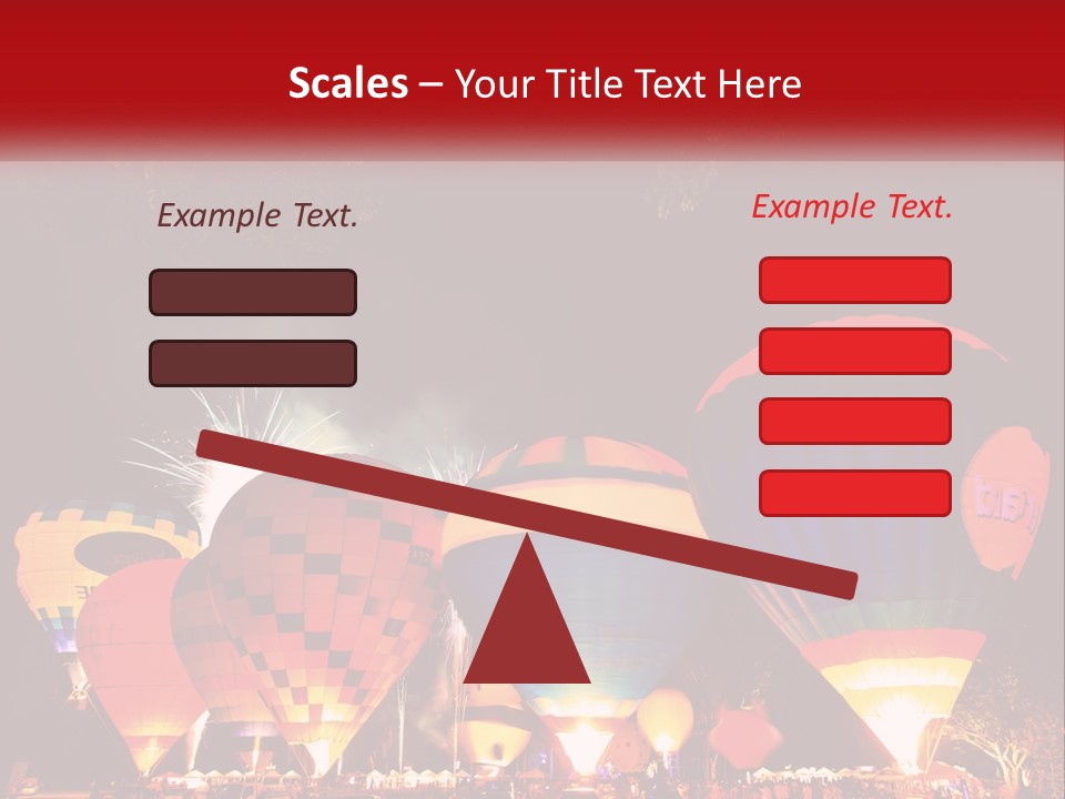 A Group Of Hot Air Balloons With Fireworks In The Background PowerPoint Template