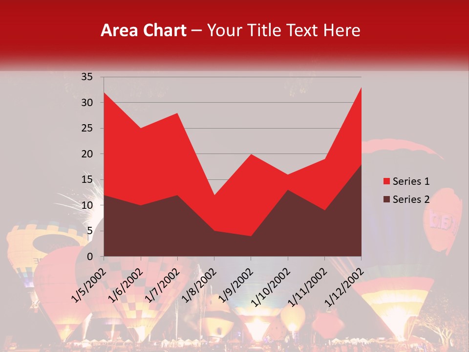 A Group Of Hot Air Balloons With Fireworks In The Background PowerPoint Template