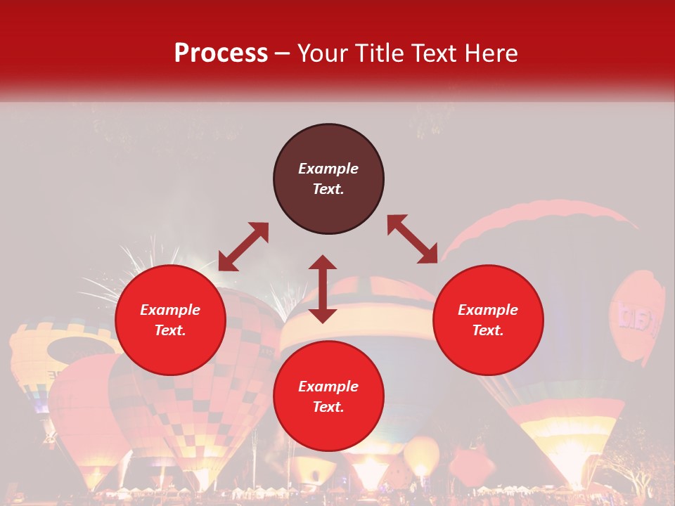 A Group Of Hot Air Balloons With Fireworks In The Background PowerPoint Template