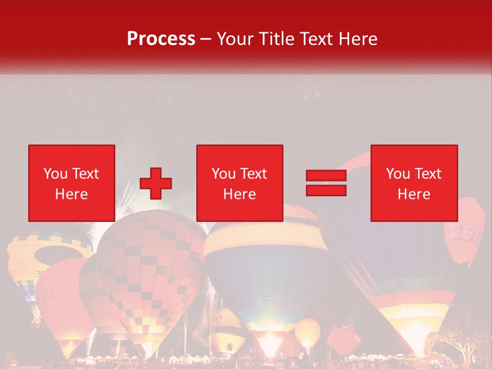 A Group Of Hot Air Balloons With Fireworks In The Background PowerPoint Template