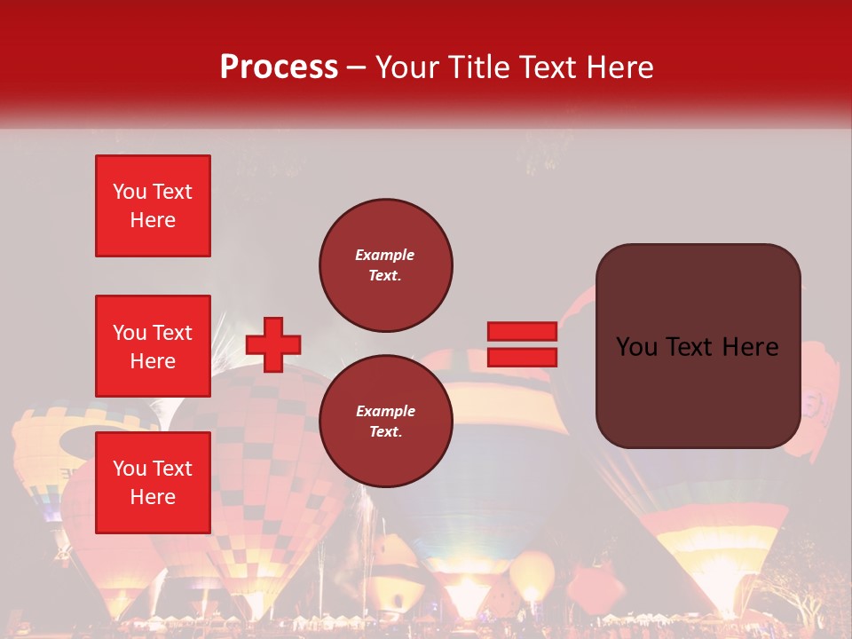 A Group Of Hot Air Balloons With Fireworks In The Background PowerPoint Template