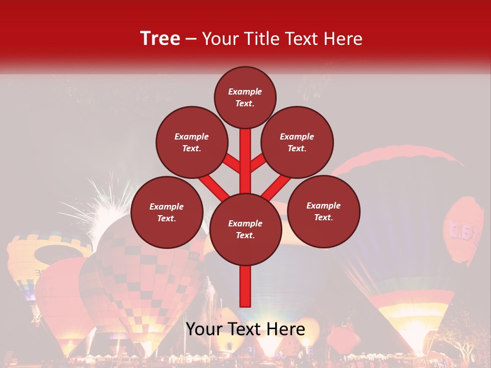 A Group Of Hot Air Balloons With Fireworks In The Background PowerPoint Template