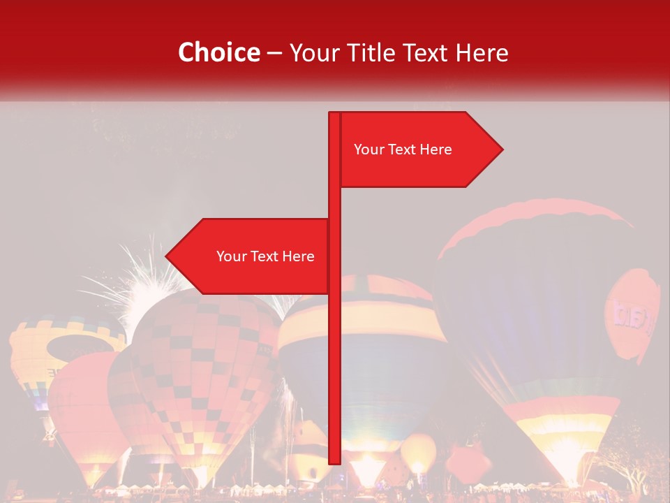 A Group Of Hot Air Balloons With Fireworks In The Background PowerPoint Template