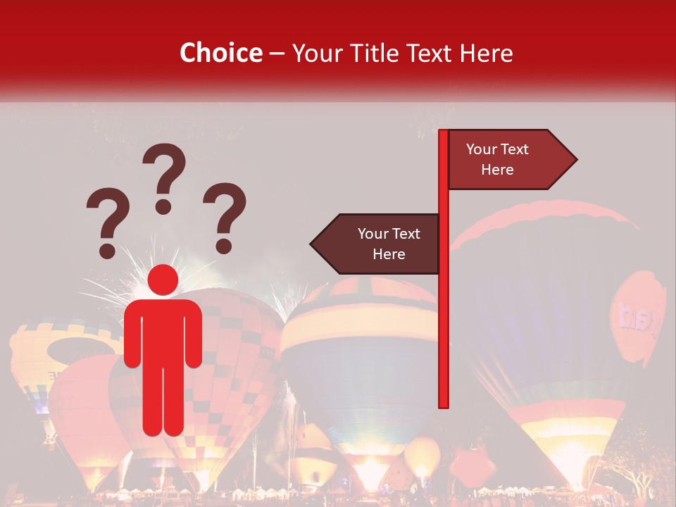 A Group Of Hot Air Balloons With Fireworks In The Background PowerPoint Template