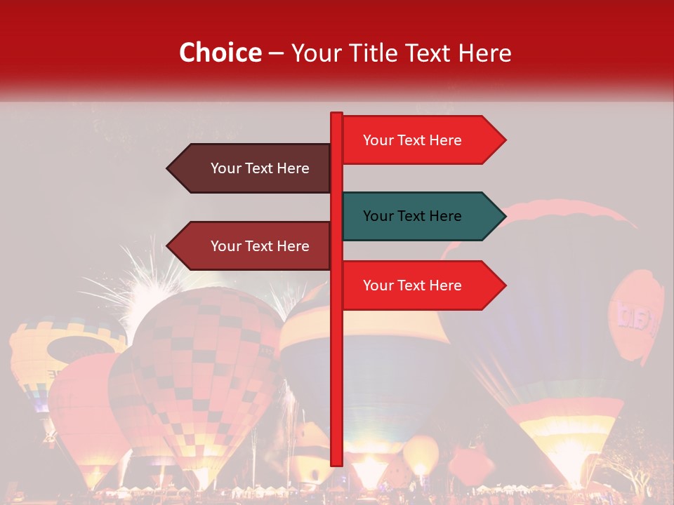 A Group Of Hot Air Balloons With Fireworks In The Background PowerPoint Template