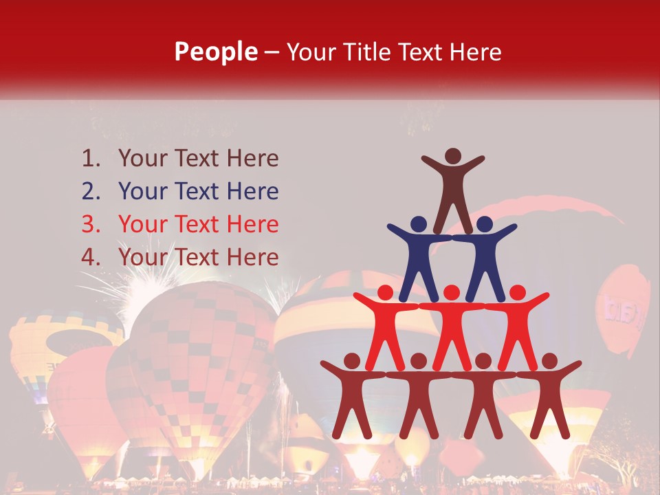 A Group Of Hot Air Balloons With Fireworks In The Background PowerPoint Template