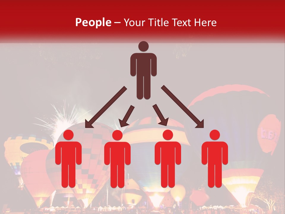 A Group Of Hot Air Balloons With Fireworks In The Background PowerPoint Template