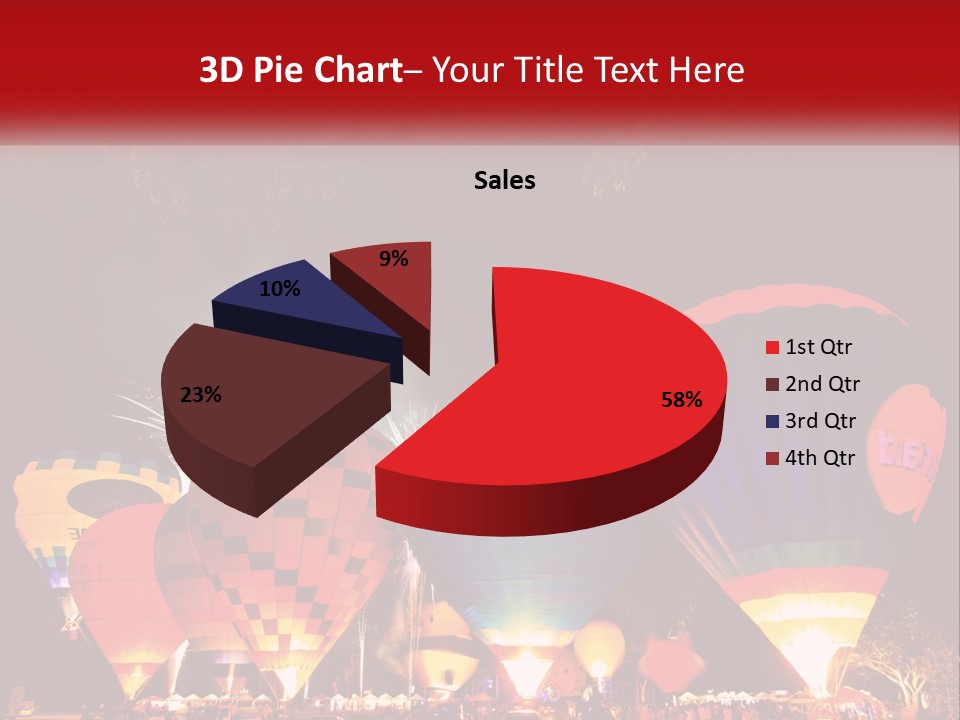 A Group Of Hot Air Balloons With Fireworks In The Background PowerPoint Template