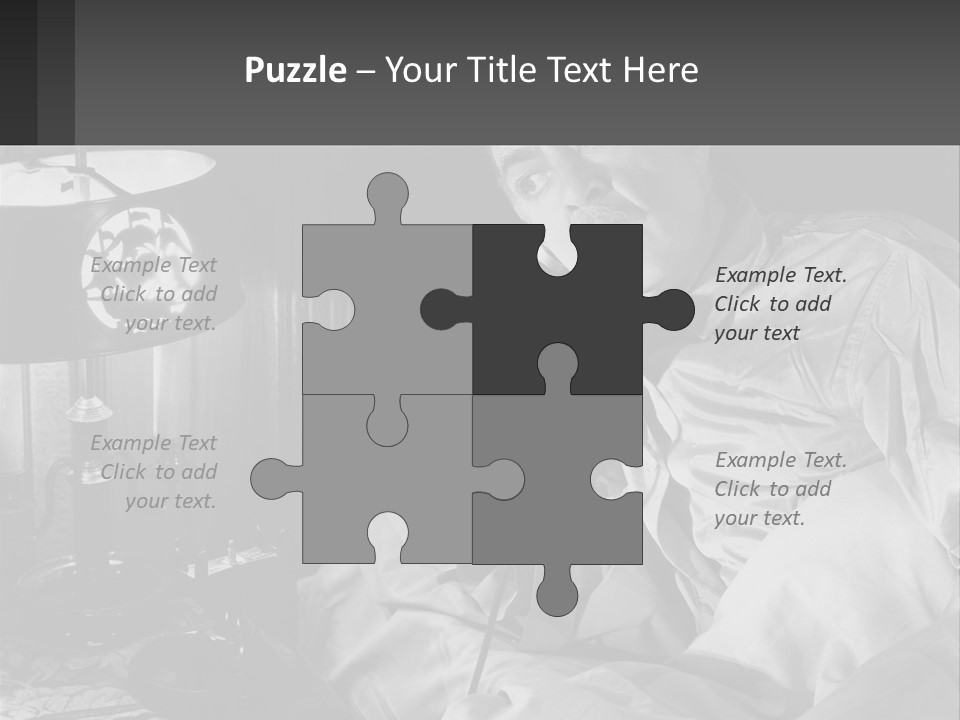 A Man Sitting In Bed With A Clock On The Wall PowerPoint Template