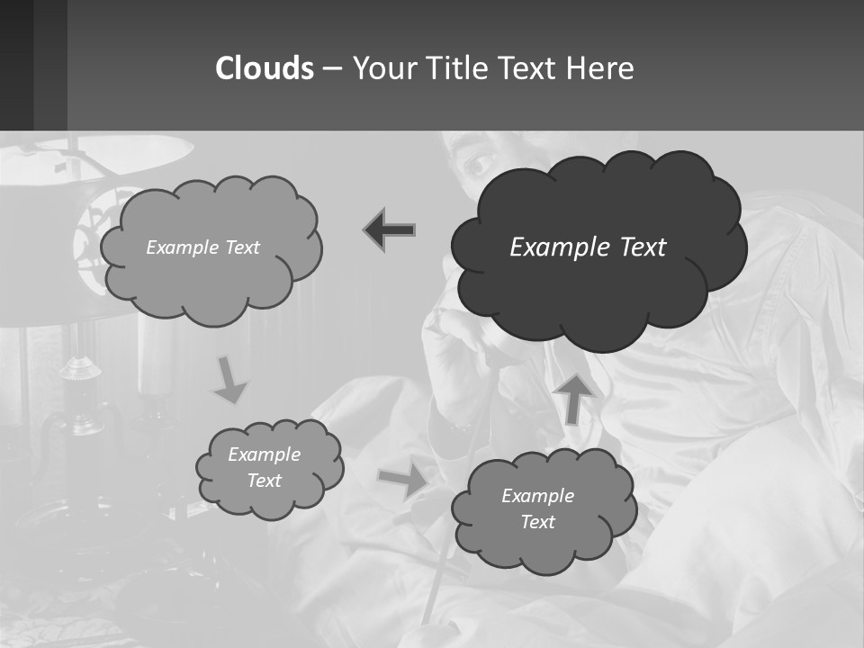 A Man Sitting In Bed With A Clock On The Wall PowerPoint Template