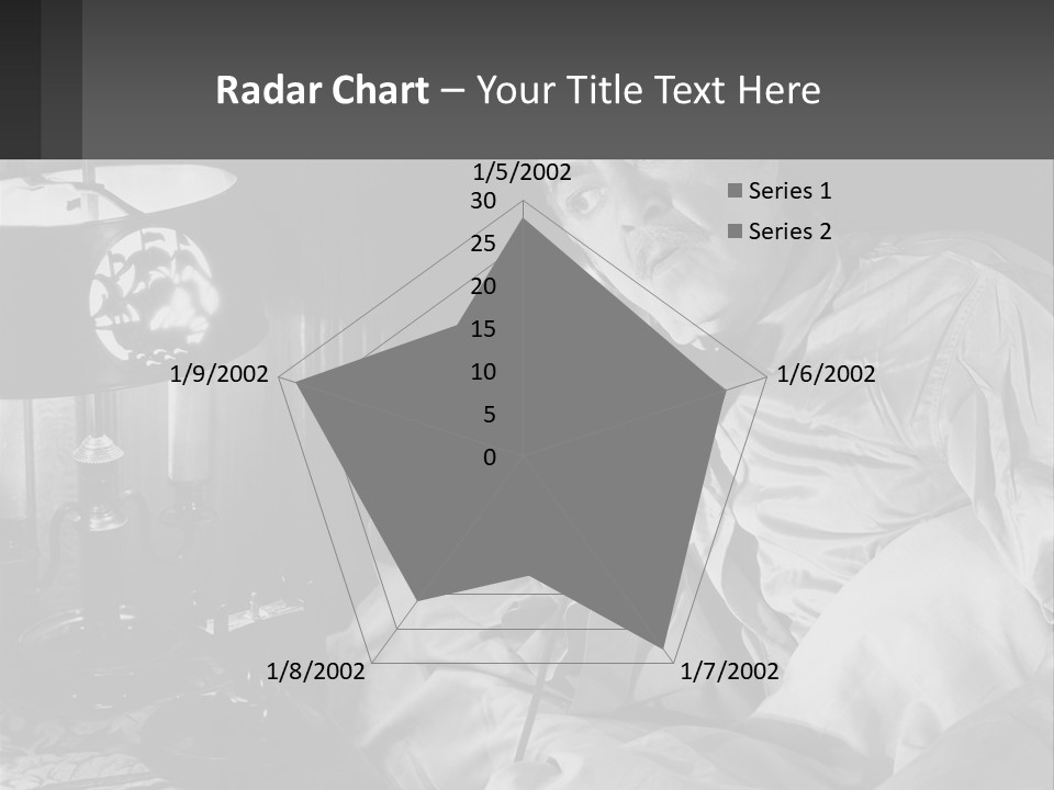 A Man Sitting In Bed With A Clock On The Wall PowerPoint Template