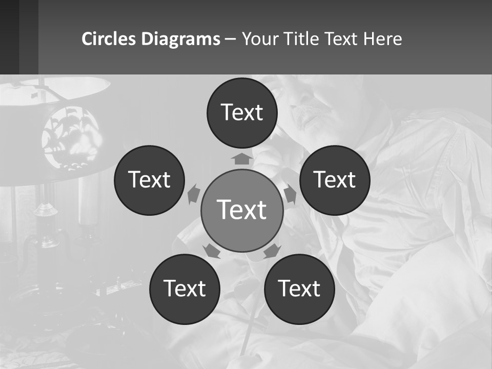 A Man Sitting In Bed With A Clock On The Wall PowerPoint Template