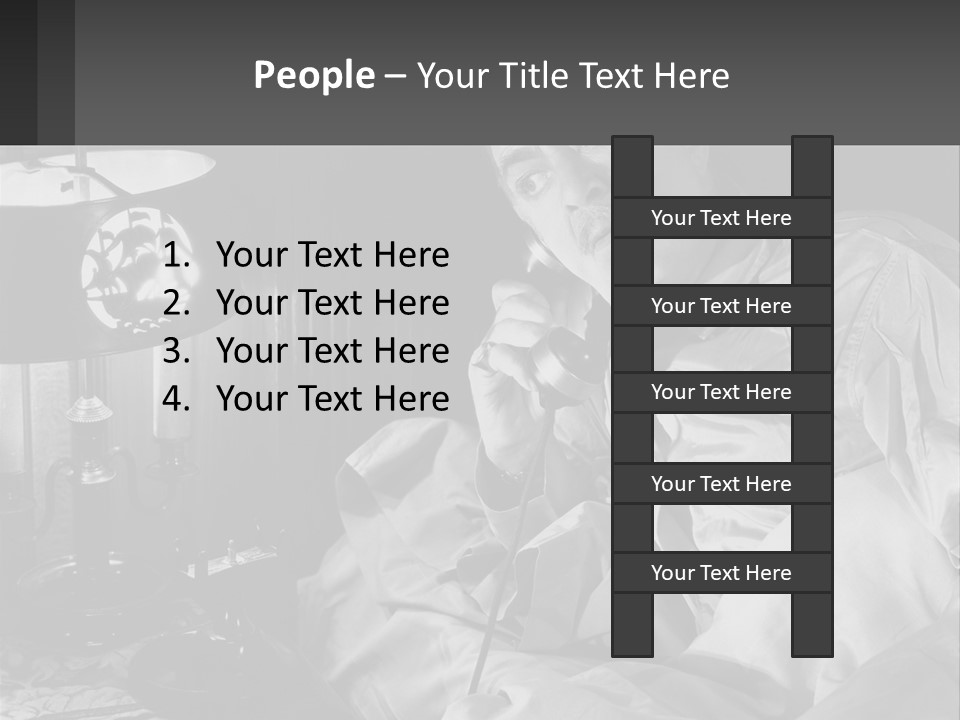 A Man Sitting In Bed With A Clock On The Wall PowerPoint Template