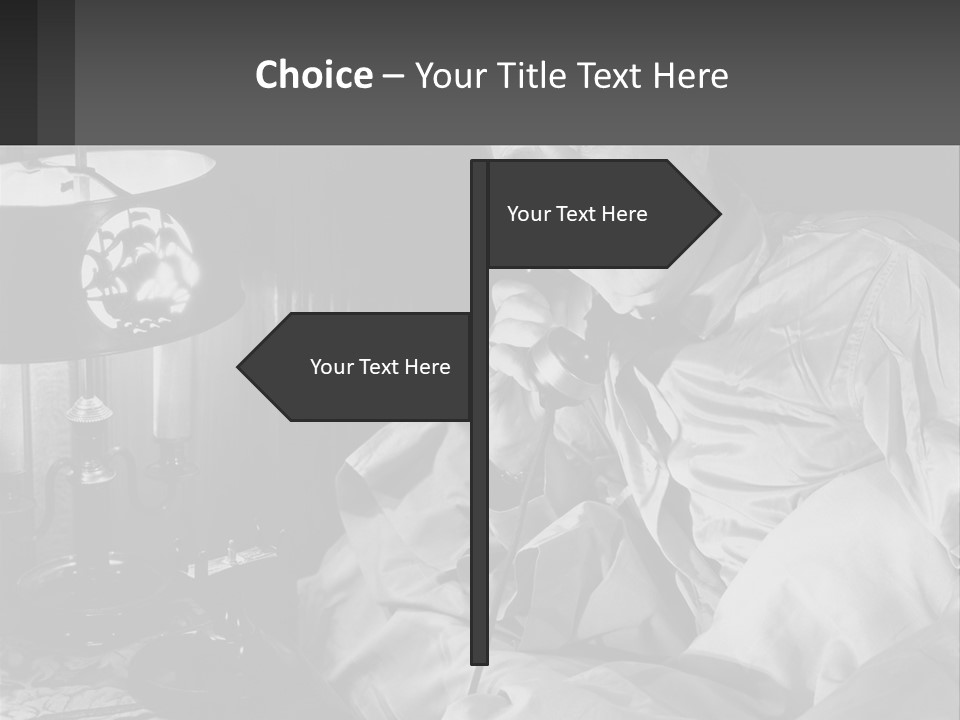 A Man Sitting In Bed With A Clock On The Wall PowerPoint Template