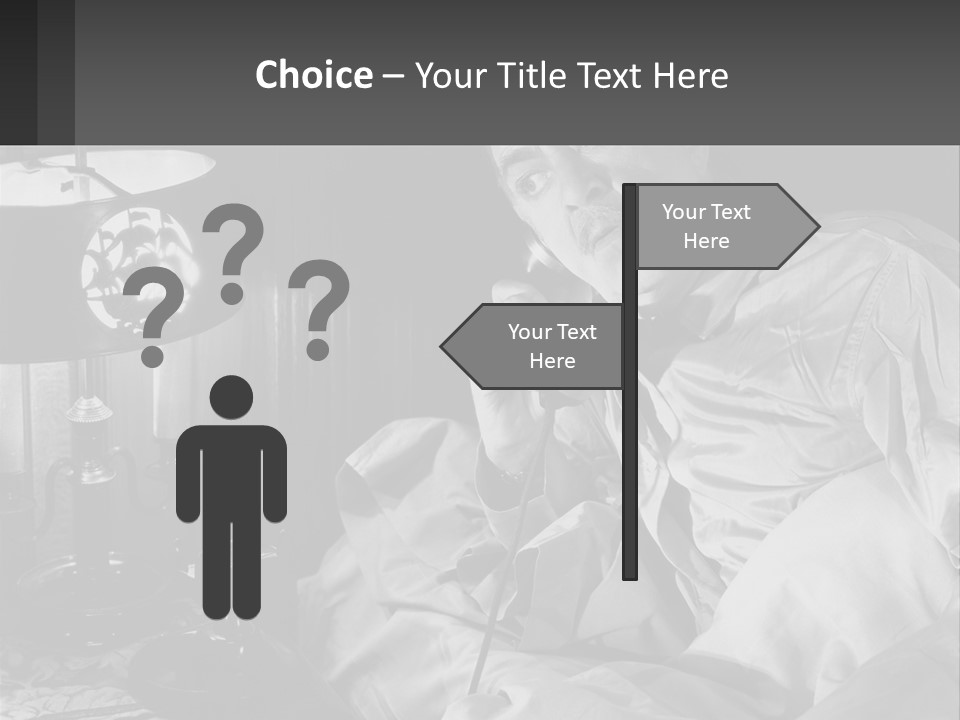 A Man Sitting In Bed With A Clock On The Wall PowerPoint Template