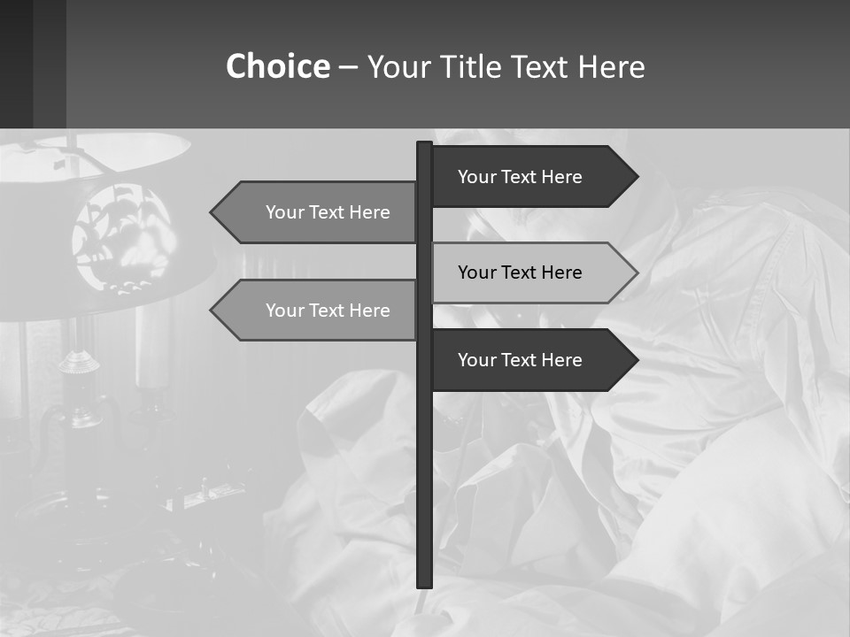 A Man Sitting In Bed With A Clock On The Wall PowerPoint Template