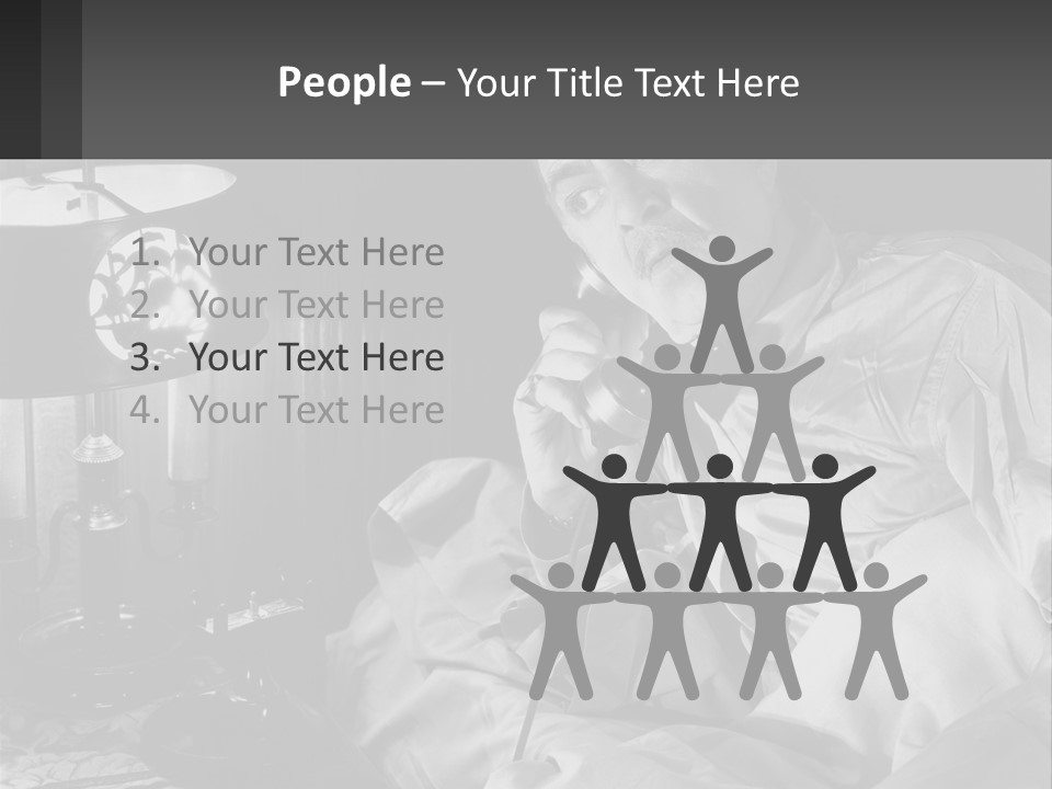 A Man Sitting In Bed With A Clock On The Wall PowerPoint Template